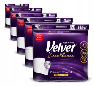 Toaletný papier Velvet Excellence Premium Comfort s proteínmi hodvábu, 5 x 9 roliek